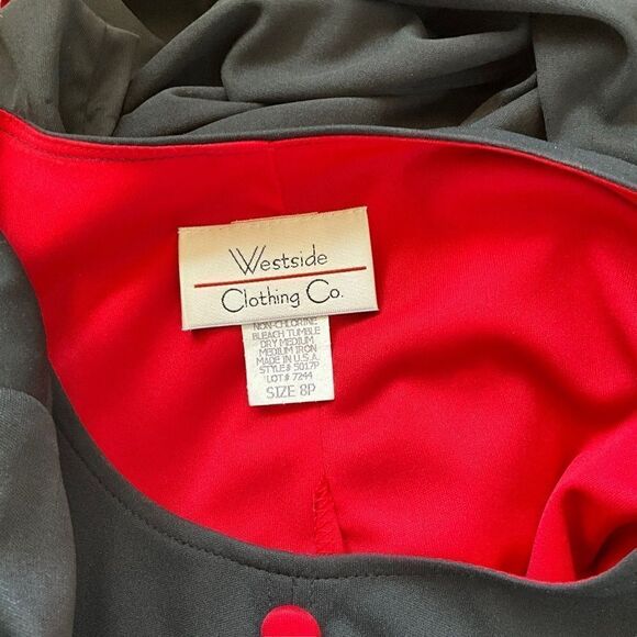 WESTSIDE Clothing Company Dress Size 8P Navy Blue and Red Vintage 1980's - Picture 13 of 14